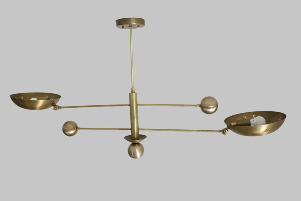 Brass chandelier on a plain background