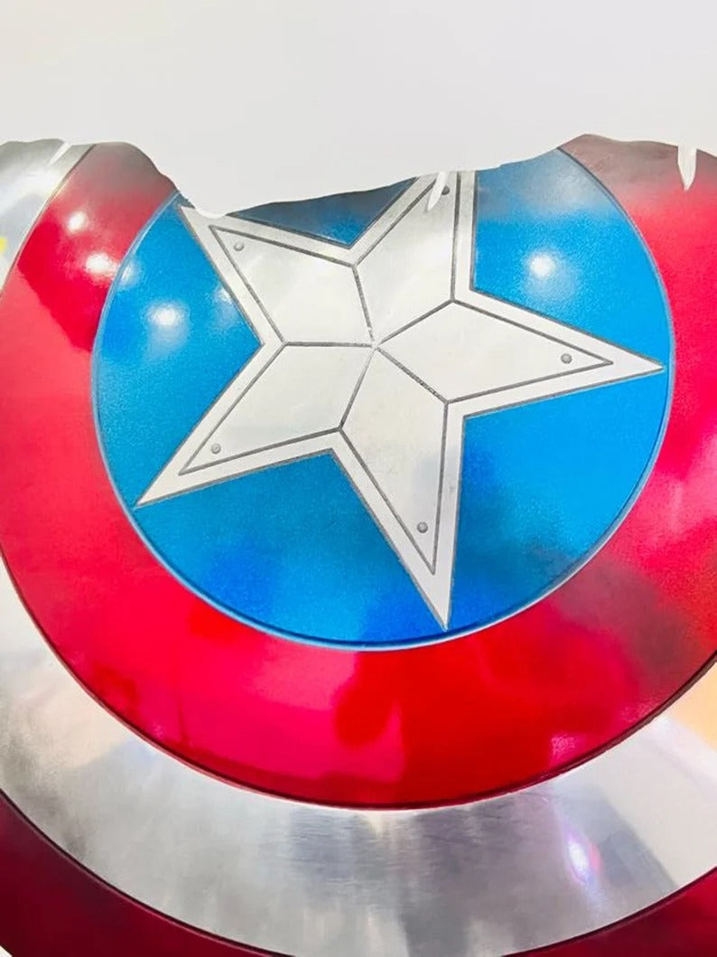 Handmade Steel Broken Superhero Captain America Shield – Round Battle Shield Prop