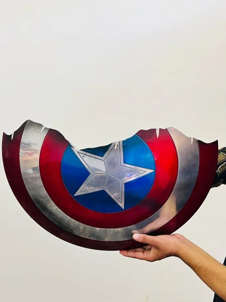 Handmade Steel Broken Superhero Captain America Shield – Round Battle Shield Prop