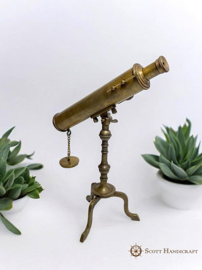 Tripod Telescope Brass Antique Finish - Handcrafted, Decorative - collectiblegiftitems