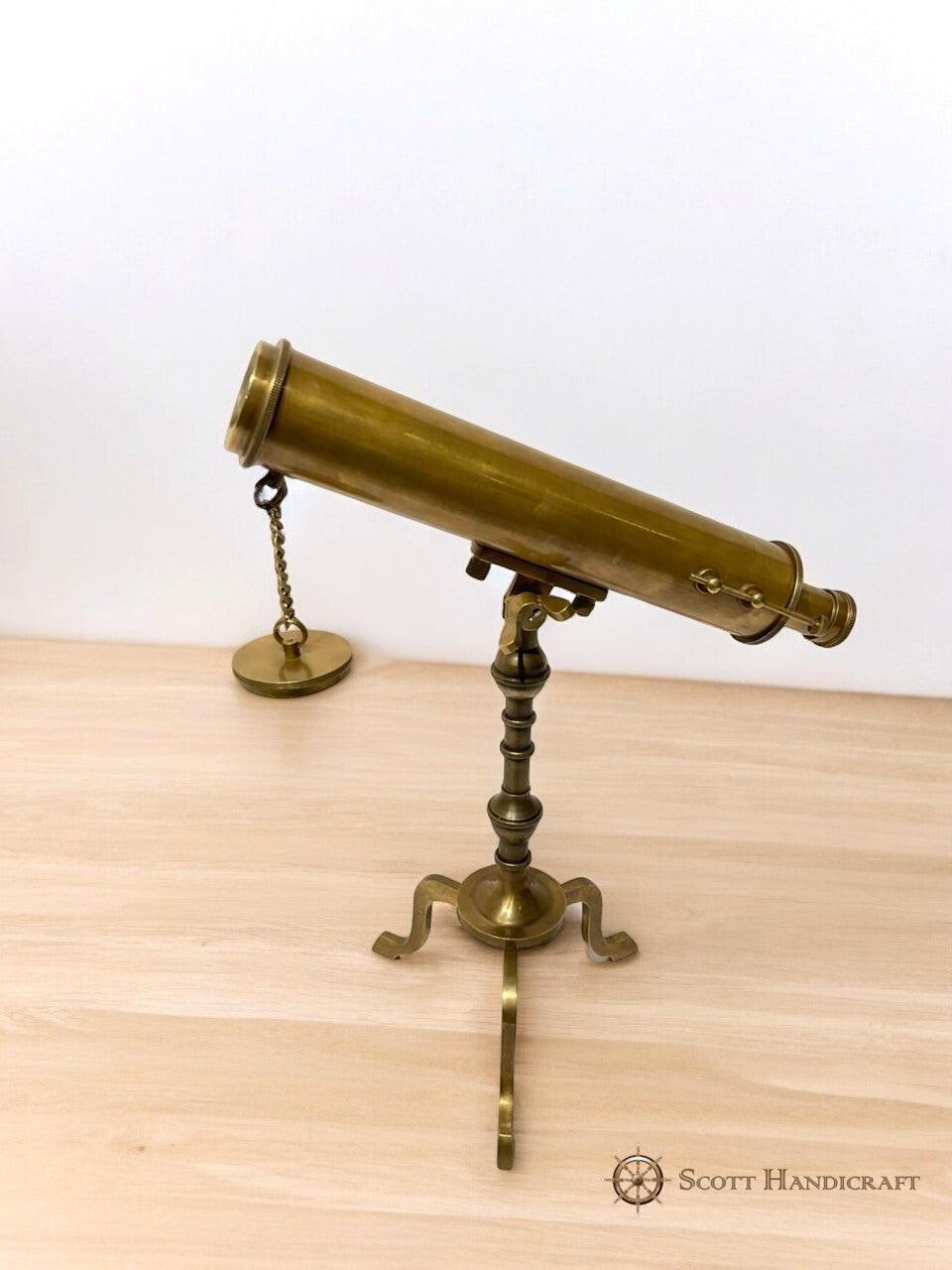 Tripod Telescope Brass Antique Finish - Handcrafted, Decorative - collectiblegiftitems