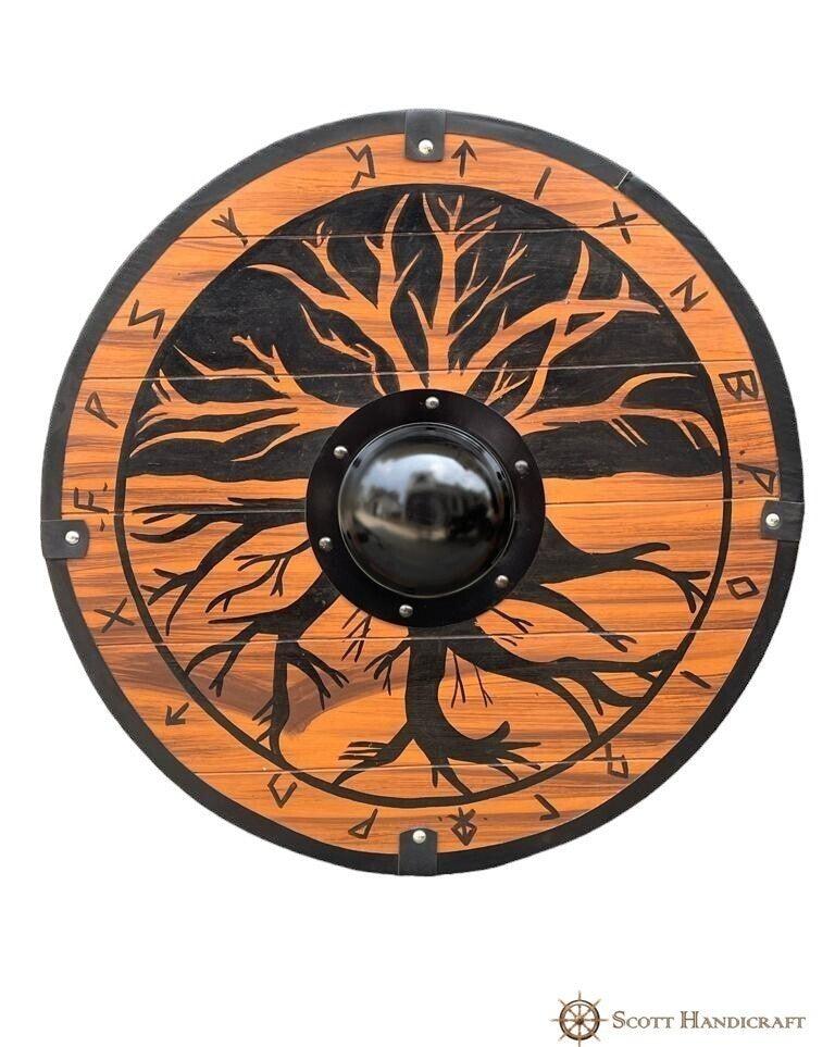 Tree of Life Battle Worn Shield from Viking Norse Mythology - Handcrafted - collectiblegiftitems