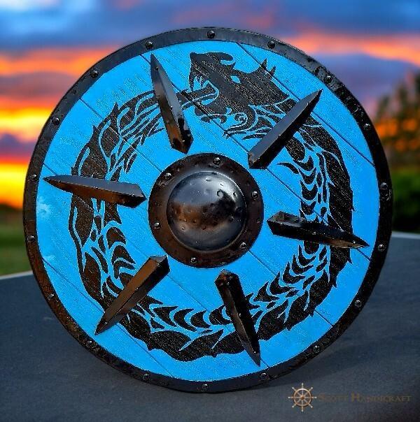 Jormungandr Plank 24" Handcrafted Wooden & Heavy Metal Dragon Viking Shield