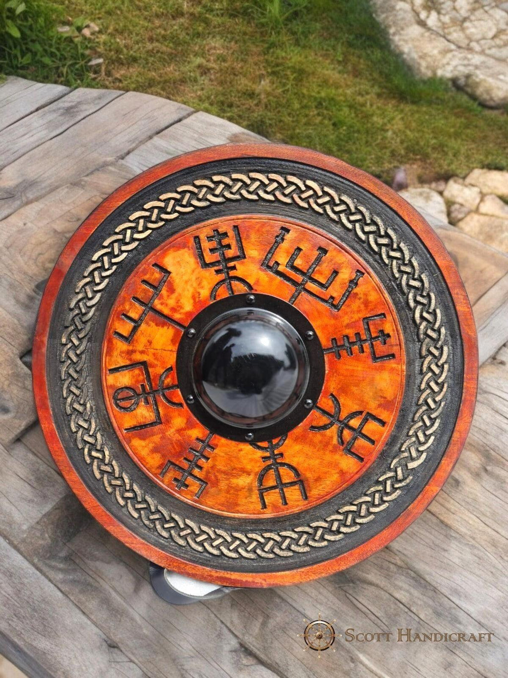 Viking Norse Compass 24" Wooden Shield, Wall Decor & Cosplay