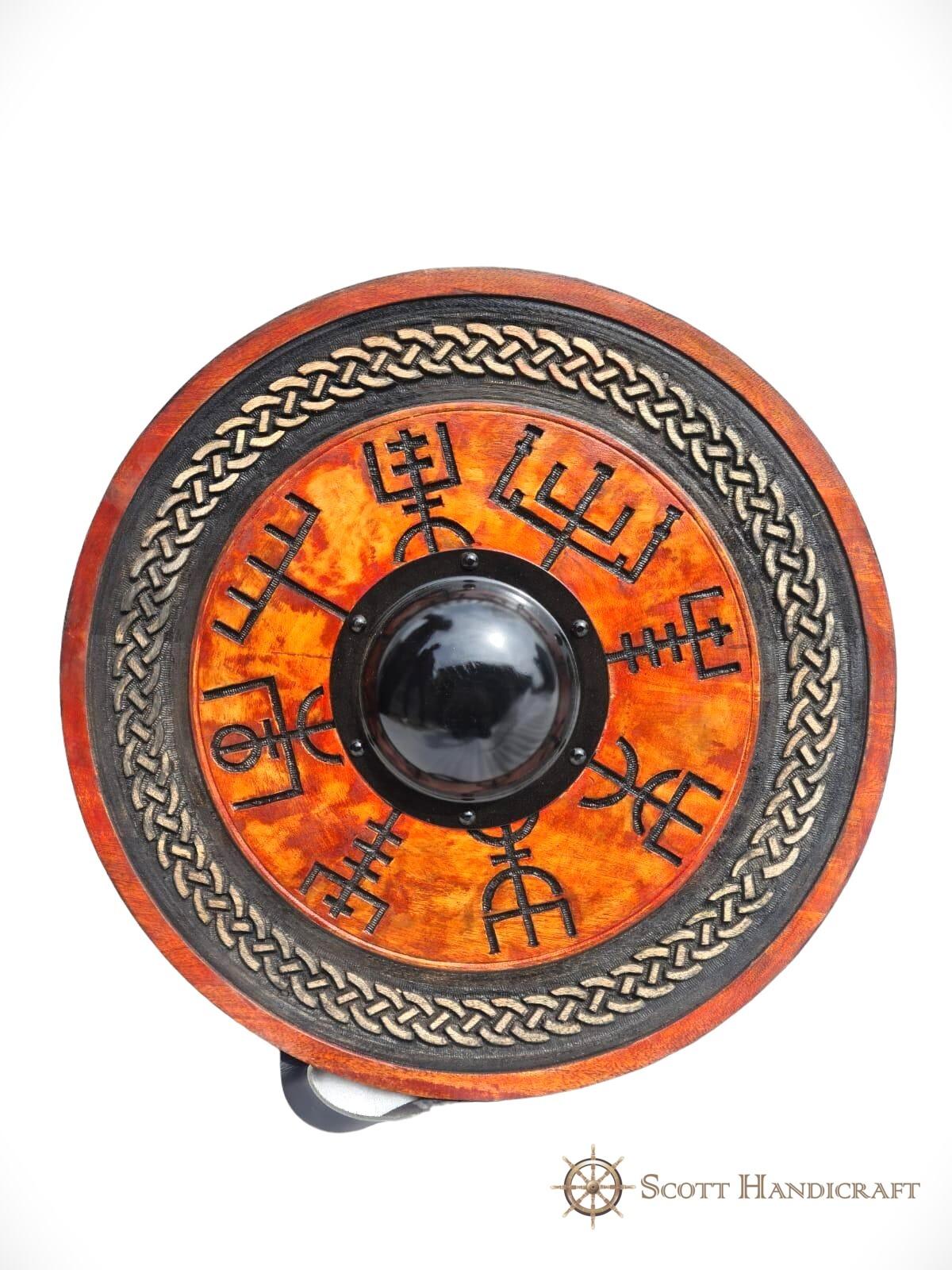 Viking Norse Compass 24" Wooden Shield, Wall Decor & Cosplay