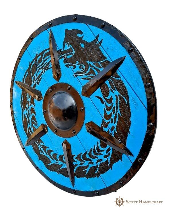 Jormungandr Plank 24" Handcrafted Wooden & Heavy Metal Dragon Viking Shield