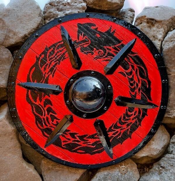 Jormungandr Plank 24" Handcrafted Wooden & Heavy Metal Dragon Viking Shield