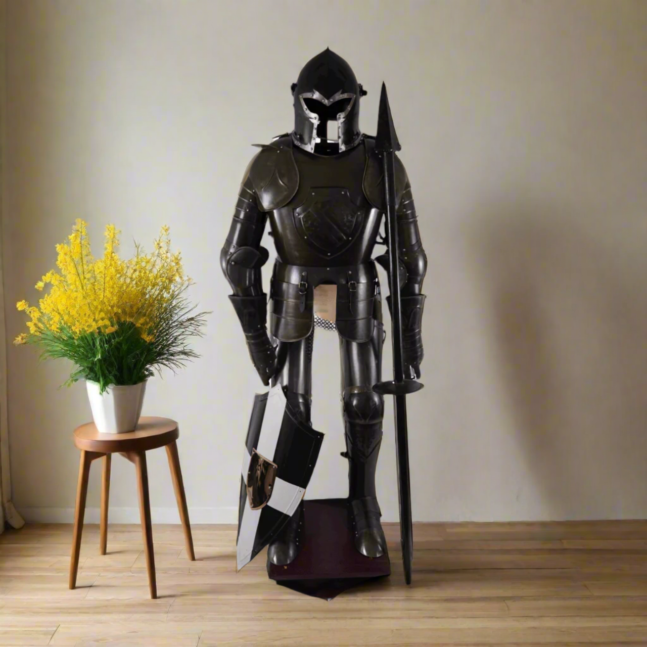 Jousting Black Knight Suit of Armor - 15th Century European Knight - collectiblegiftitems