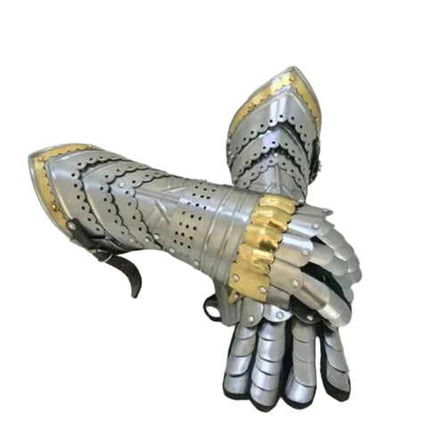 Medieval 15th Century German Style Gauntlets 18GA Mild Steel Armor Gloves for Adults