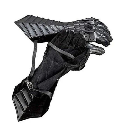 Black Antique Steel Gauntlets Medieval Crusader Armor Gloves for LARP & Cosplay