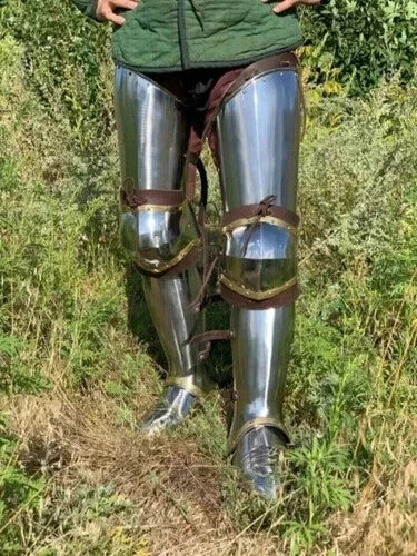 Medieval Nazgul-Style Full Leg Armor Set – Ringwraith Cosplay Leg Guards | Dark Fantasy Costume Armor for LARP, Halloween, or Collectors
