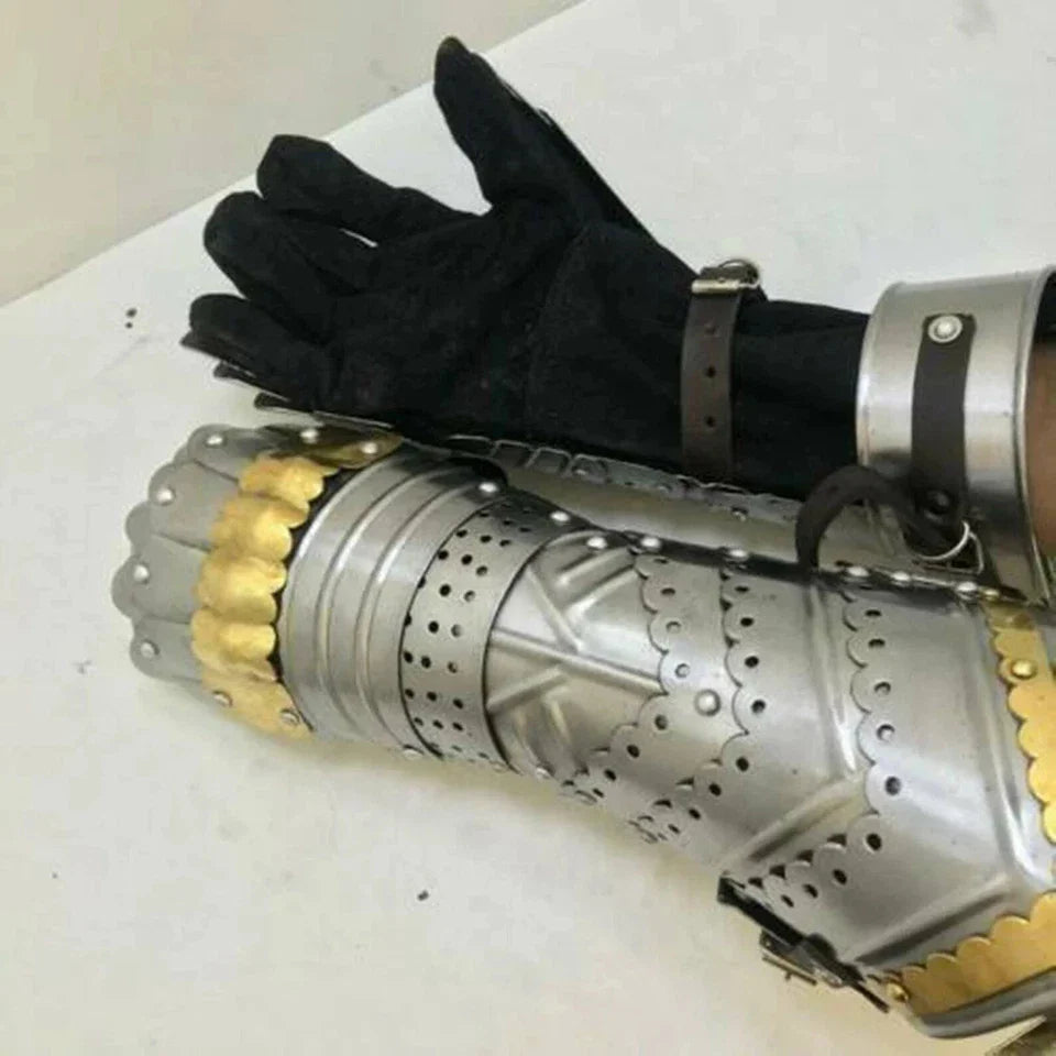 Medieval 15th Century German Style Gauntlets 18GA Mild Steel Armor Gloves for Adults