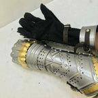 Medieval 15th Century German Style Gauntlets 18GA Mild Steel Armor Gloves for Adults