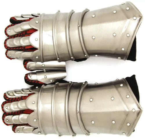 Medieval Gothic Knight Gauntlets Functional Metal Warrior Armor Gloves