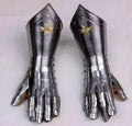 Medieval Knight Gauntlets Functional Leather & Steel Armor Gloves for Adults