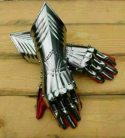 Medieval Steel Gauntlets Late Gothic Knight Finger Gloves for SCA LARP Gift