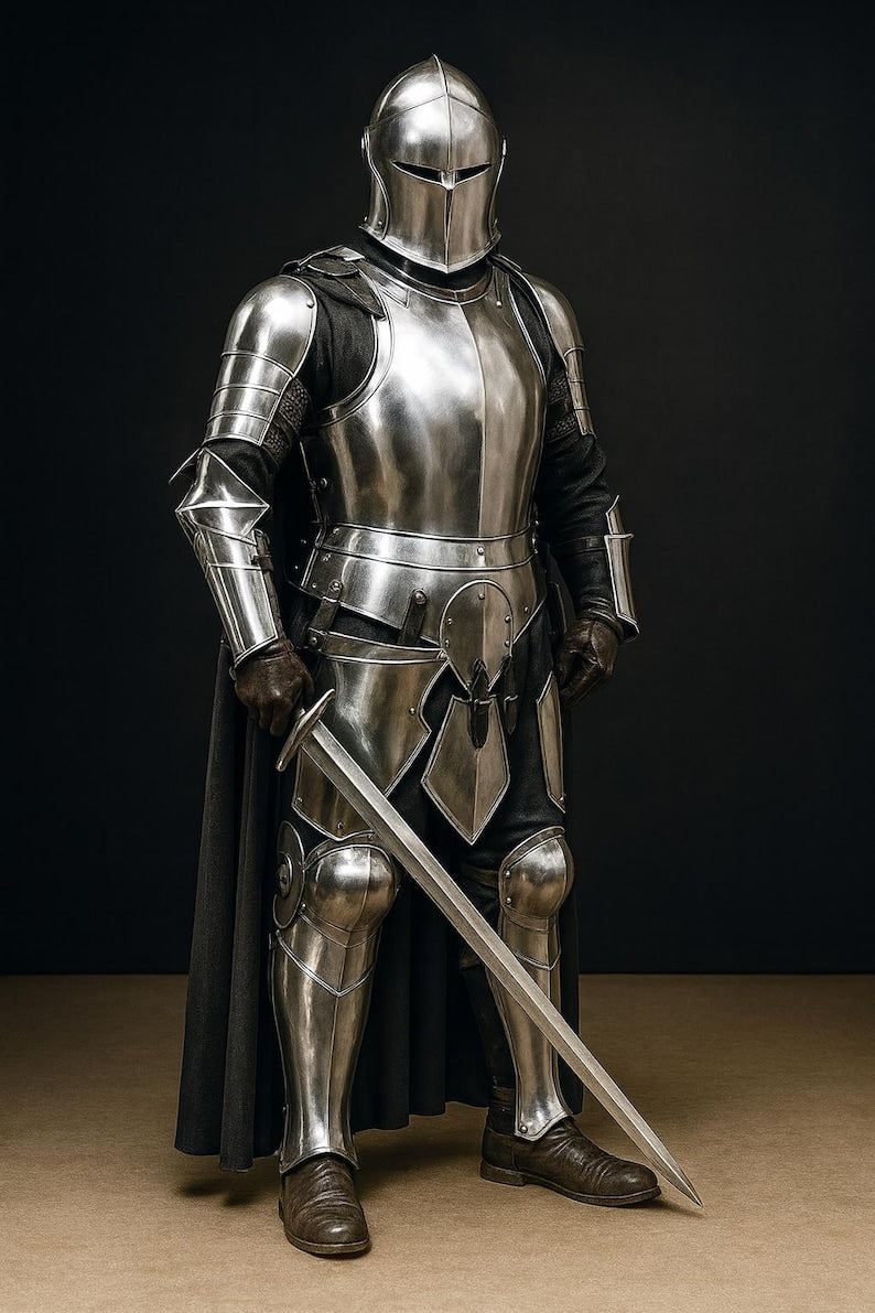 Wearable Barbuta Knight Armor Suit Medieval Full Steel Costume for Reenactment LARP and Historical Display