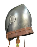 Medieval Bascinet Knight Helmet Buhurt Armor with Visor, Cushion & Leather Strap LARP, Cosplay & Battle Gift