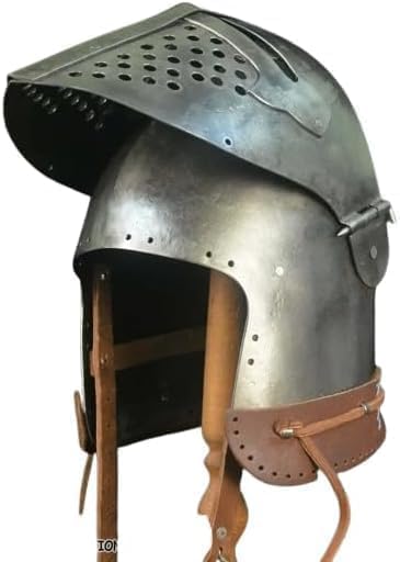 Medieval Bascinet Knight Helmet Buhurt Armor with Visor, Cushion & Leather Strap LARP, Cosplay & Battle Gift