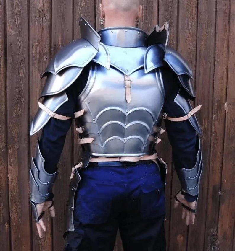 Medieval 18GA Steel Battle Armor Set | Cuirass, Pauldrons & Gauntlets | Combat-Ready SCA & LARP Warrior Gear