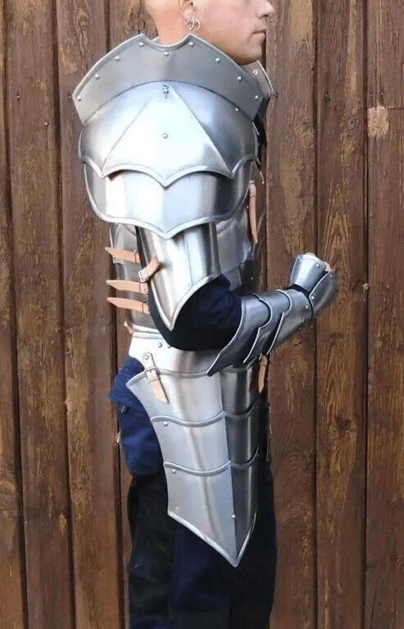 Medieval 18GA Steel Battle Armor Set | Cuirass, Pauldrons & Gauntlets | Combat-Ready SCA & LARP Warrior Gear