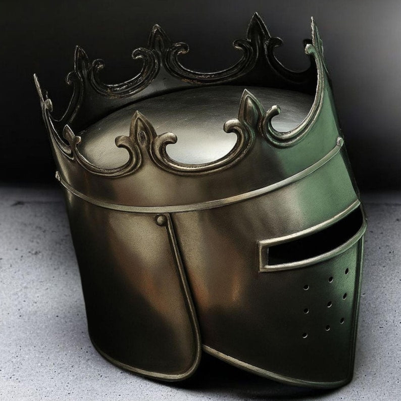 Medieval Queen/King Crown Helmet – Wearable Steel Armor for LARP & Cosplay