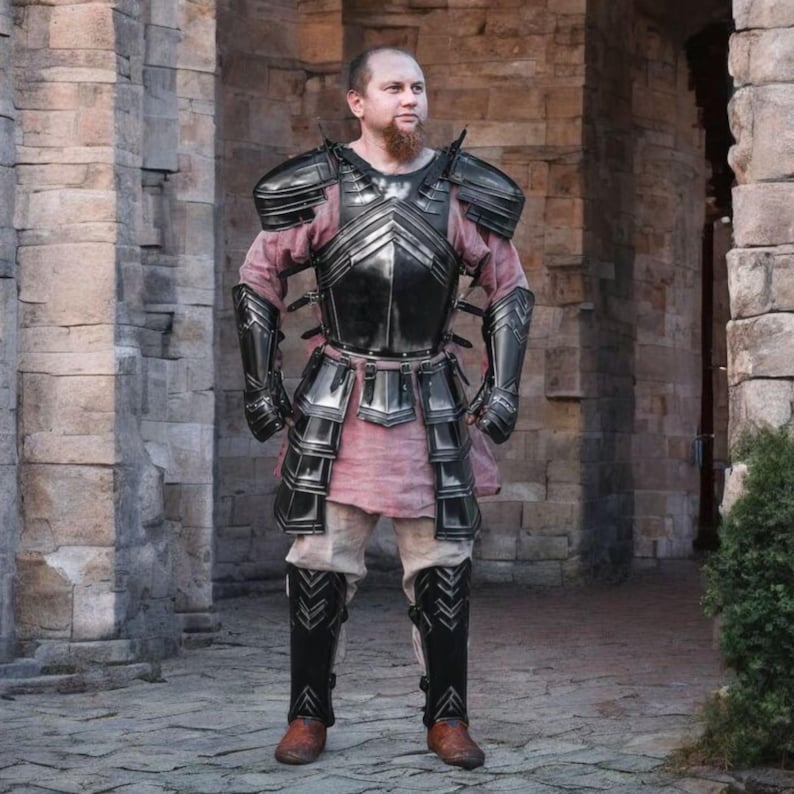 Medieval Dwarven Armor Dark Dwarf LARP Cosplay Costume for Fantasy Reenactments, Roleplay, and Renaissance Fair Outfits