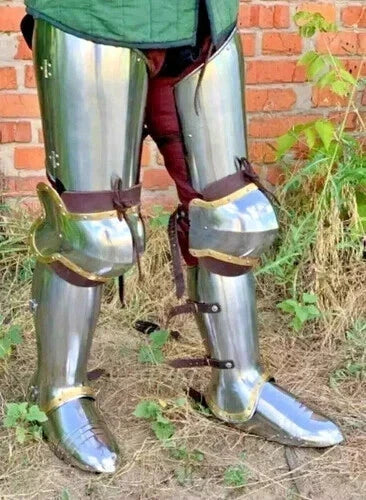 Medieval Nazgul-Style Full Leg Armor Set – Ringwraith Cosplay Leg Guards | Dark Fantasy Costume Armor for LARP, Halloween, or Collectors