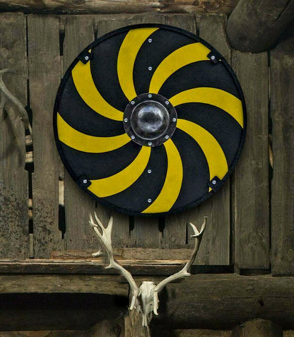 Escudo vikingo liso amarillo y negro de Gokstad, 24"