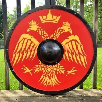 Glatter mittelalterlicher Schild mit Doppeladler, 24"