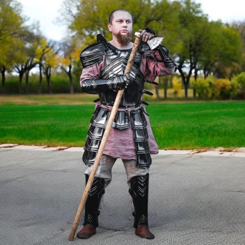 Medieval Dwarven Armor Dark Dwarf LARP Cosplay Costume for Fantasy Reenactments, Roleplay, and Renaissance Fair Outfits