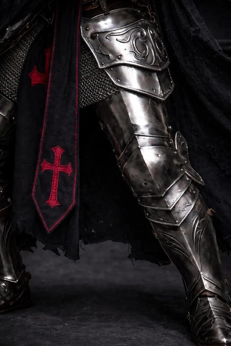 Full Body Barbuta Knight Armor Handcrafted Templar Steel Medieval Suit with Gothic Crusader Design | Cosplay, LARP Battles & Historical Costume Collectors