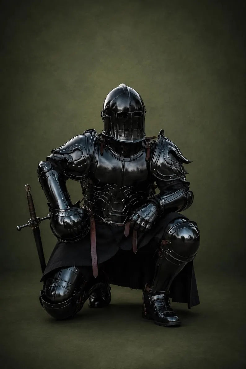 Full Body Barbuta Armor Steel Handcrafted Knight Costume Medieval Armor for LARP, Cosplay, Halloween & Historical Reenactments