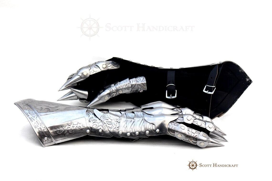 Armor Gauntlets Steel Gloves Armor Pair Medieval Knight Costume- Medieval Gloves Set - collectiblegiftitems