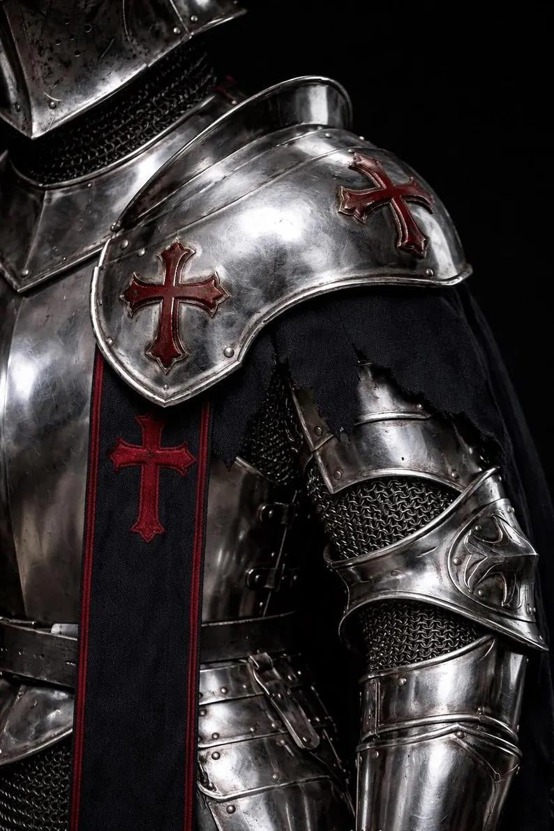 Full Body Barbuta Knight Armor Handcrafted Templar Steel Medieval Suit with Gothic Crusader Design | Cosplay, LARP Battles & Historical Costume Collectors