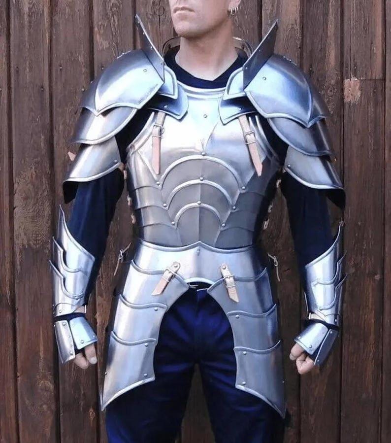 Medieval 18GA Steel Battle Armor Set | Cuirass, Pauldrons & Gauntlets | Combat-Ready SCA & LARP Warrior Gear