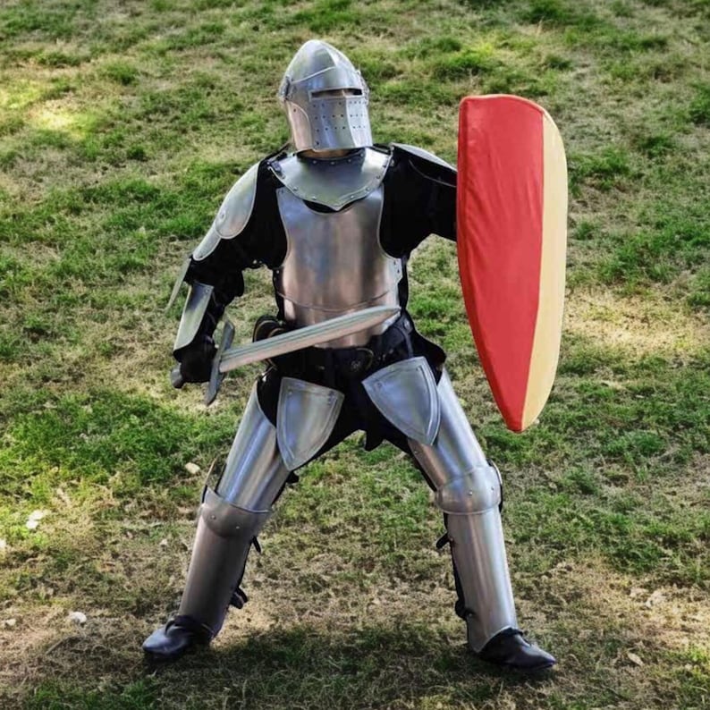 Medieval Knight Suit of Armor Full Steel LARP Cosplay Barbuta Armor for Historical Reenactments & Fantasy Events