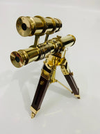 Double Barrel Brass Telescope With Tripod Stand BT015 - collectiblegiftitems