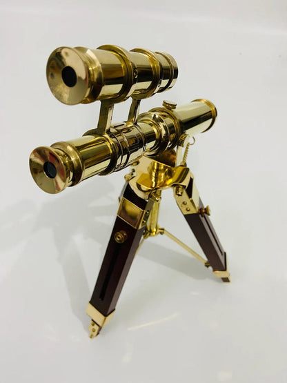 Double Barrel Brass Telescope With Tripod Stand BT015 - collectiblegiftitems
