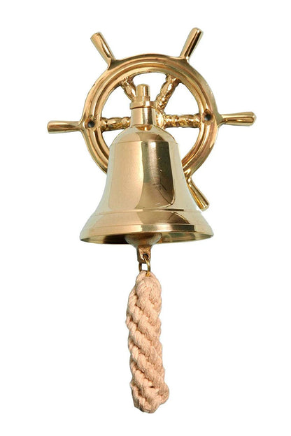 Brass Ship Wheel Wall Hanging Bell BB05 - collectiblegiftitems