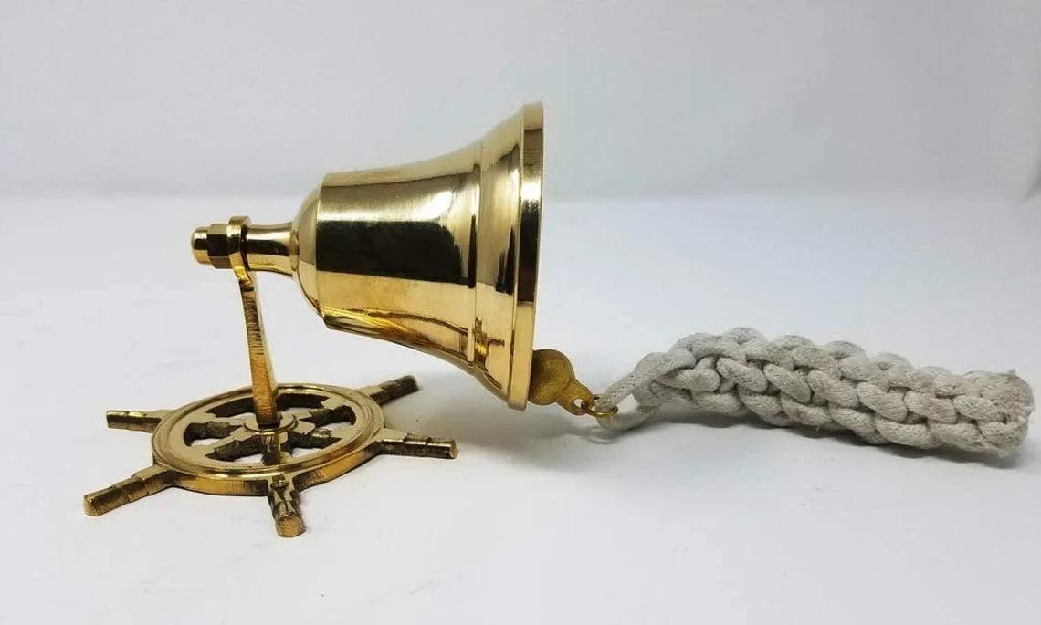 Brass Ship Wheel Wall Hanging Bell BB05 - collectiblegiftitems