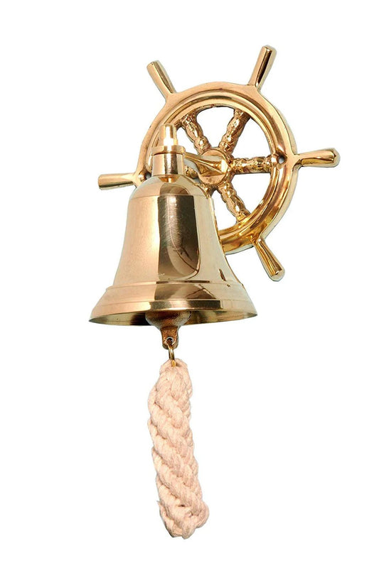 Brass Ship Wheel Wall Hanging Bell BB05 - collectiblegiftitems