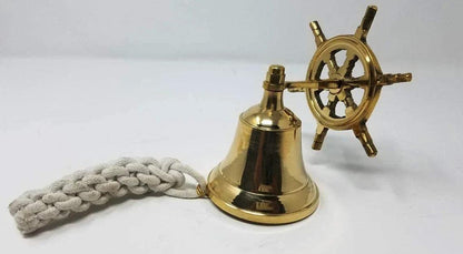 Brass Ship Wheel Wall Hanging Bell BB05 - collectiblegiftitems