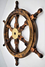 30'' Burned Heat Tempered Wall Hanging wooden ship wheel - collectiblegiftitems