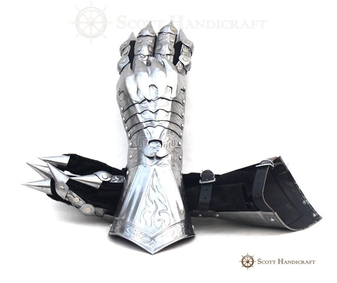 Armor Gauntlets Steel Gloves Armor Pair Medieval Knight Costume- Medieval Gloves Set - collectiblegiftitems