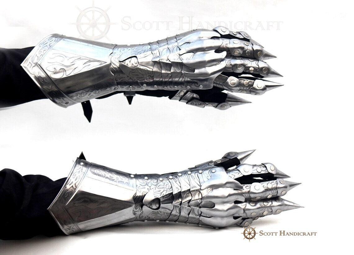 Armor Gauntlets Steel Gloves Armor Pair Medieval Knight Costume- Medieval Gloves Set - collectiblegiftitems