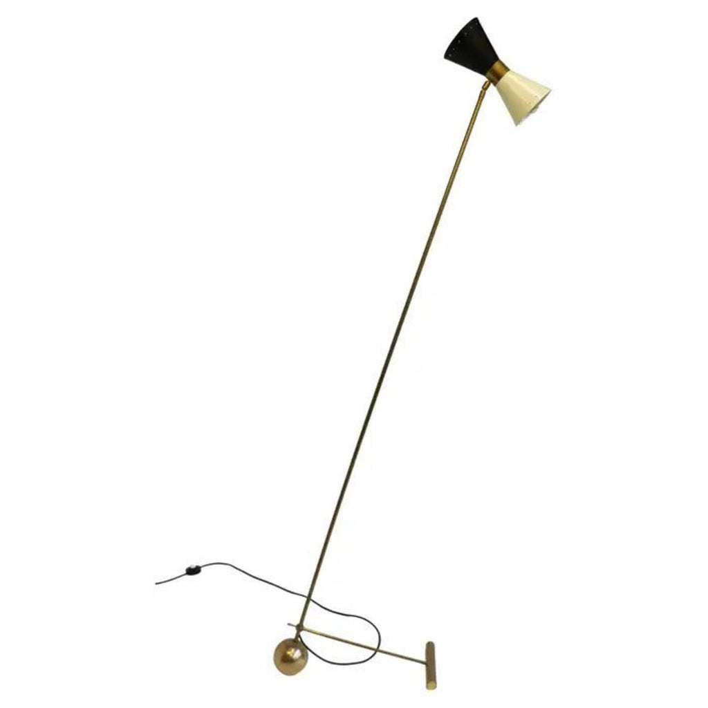 Italian Design Floor Lamp Brass Diabolo 1950 Mid-century Modern Stilnovo Style Home Decor Lighting