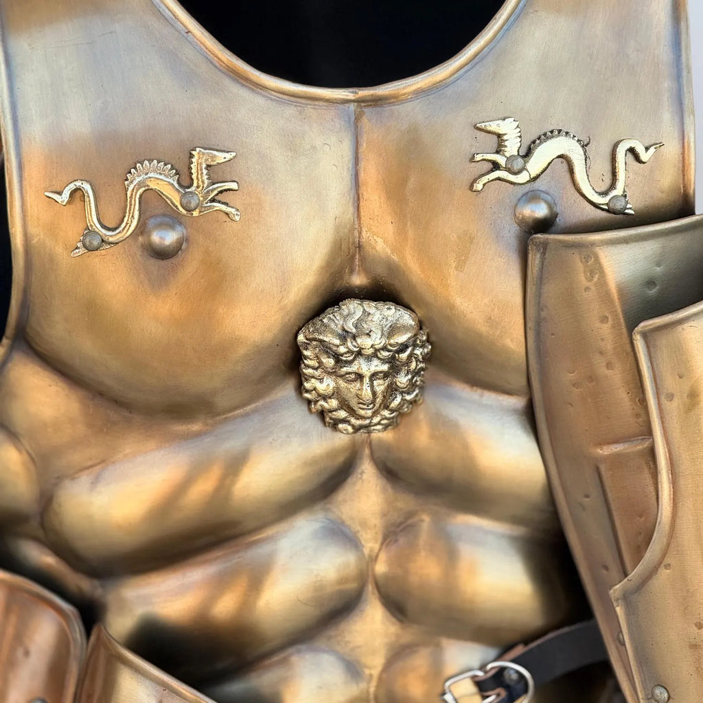 Spartan Armor Set, Full Muscle King Leonidas 300 Spartan Costume, Medieval Greek Armor with Helmet, Arm & Leg Armor, Perfect Christmas Gift for Cosplay & Re-enactments
