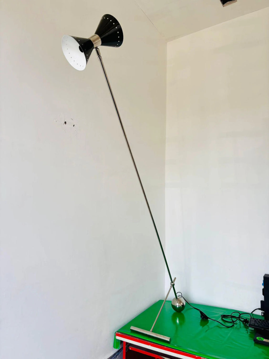 Italian Design Floor Lamp Brass Diabolo 1950 Mid-century Modern Stilnovo Style Home Decor Lighting