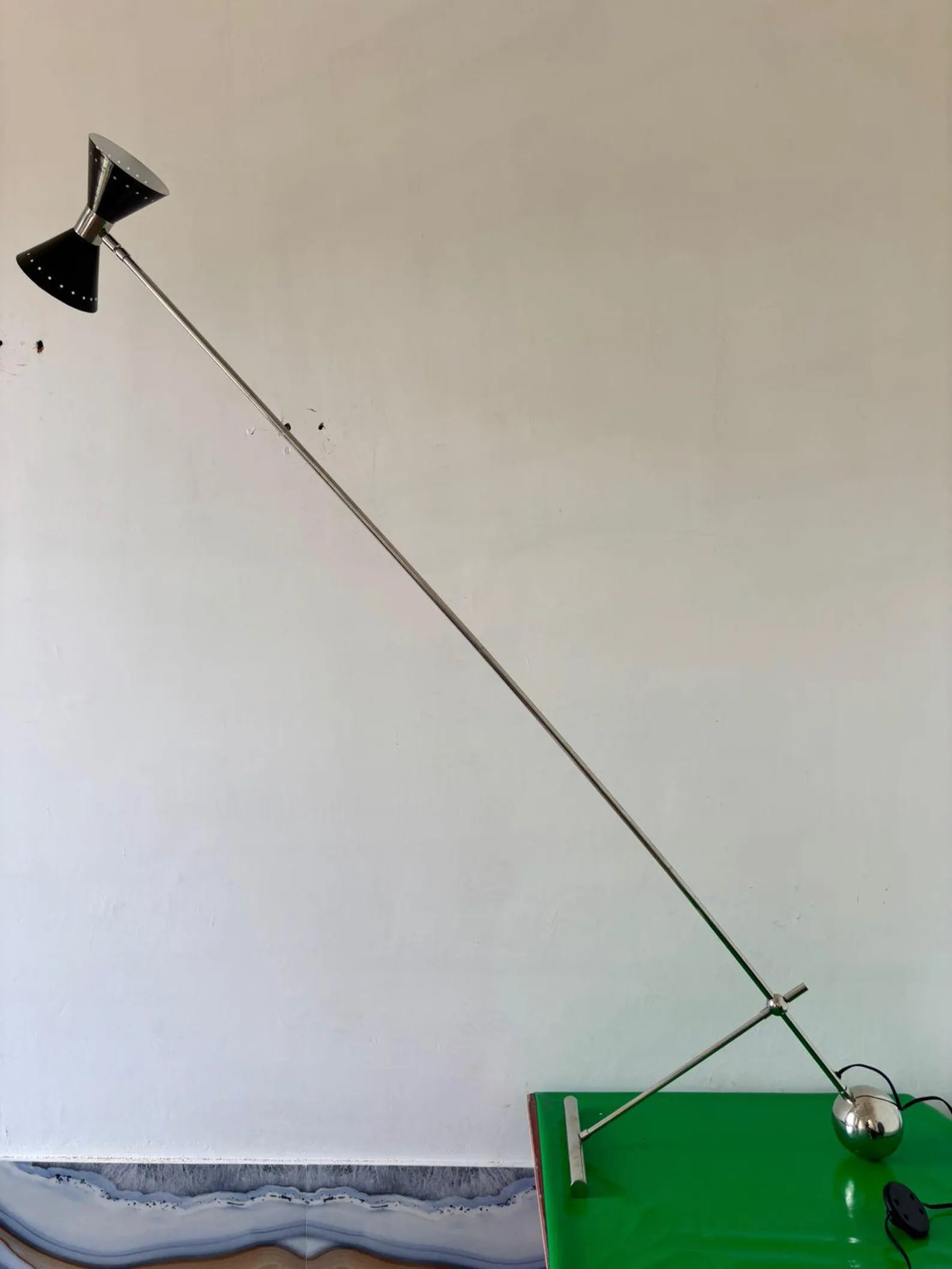 Italian Design Floor Lamp Brass Diabolo 1950 Mid-century Modern Stilnovo Style Home Decor Lighting